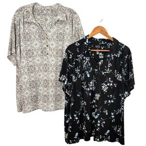 Croft & Barrow Lot of 2 Popover Blous Top 3X Stretch Short Sleeve Resort Golf